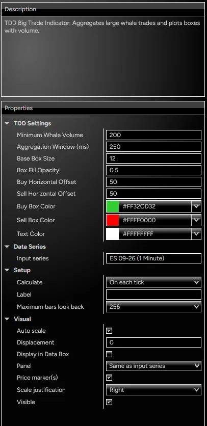 Big Trade Settings